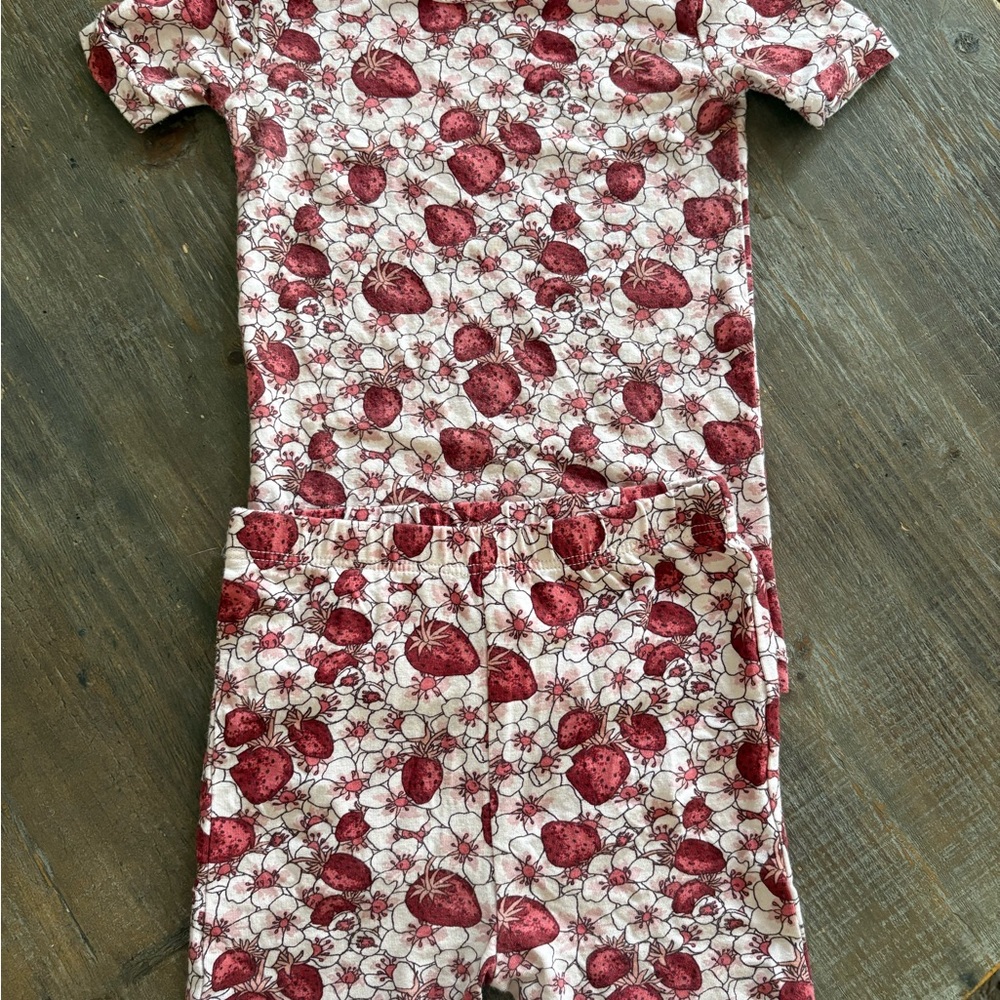 Kate Quinn Strawberry fields floral bamboo 2 piece shorts Crewneck lounge pj set